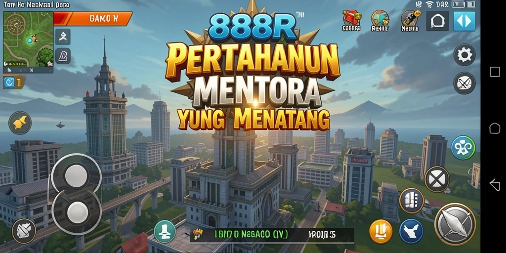 Tangkapan layar menunjukkan aksi seru dari gameplay Tower Defense 888R.