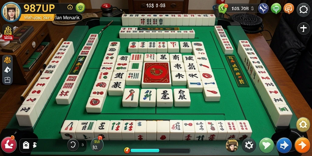 Screenshot gameplay 987UP menunjukkan keseruan permainan Mahjong.
