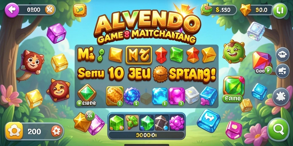 Screenshot gameplay ALVENDO menampilkan pencocokan objek cerah dan menantang.