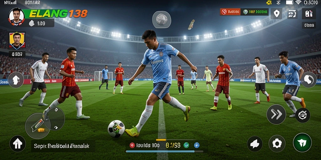 Tampilan menarik gameplay ELANG138 dengan aksi sepak bola yang mendebarkan.