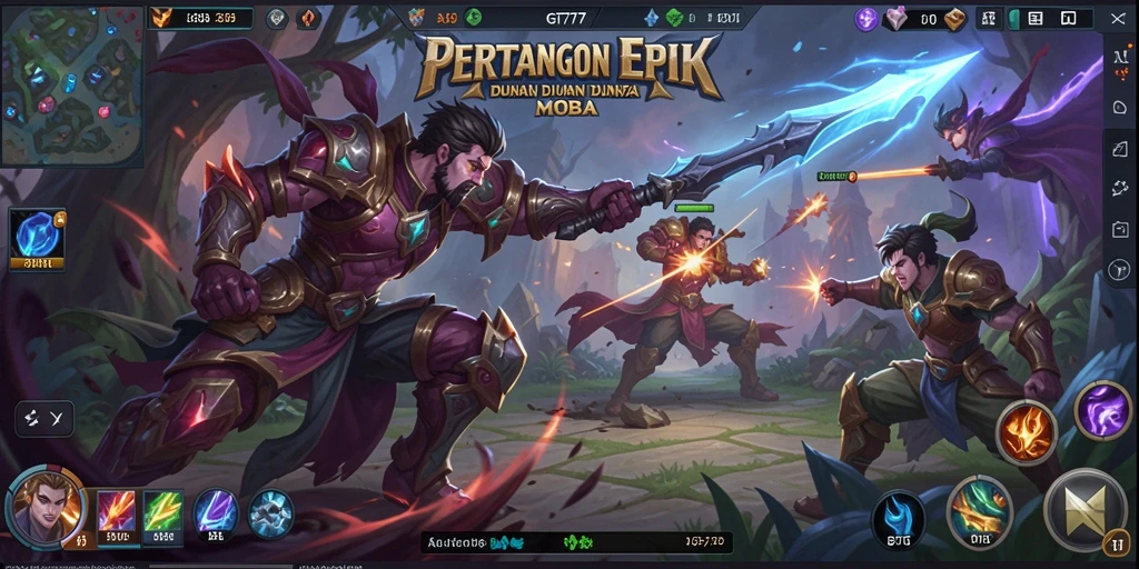 Tampilan gameplay seru dan strategis dalam GT777 MOBA.
