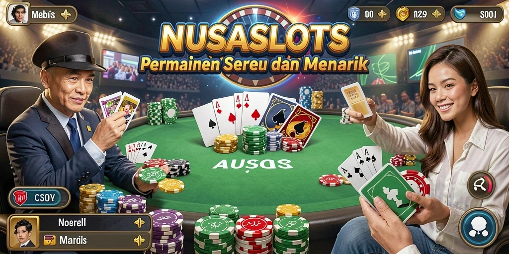 Tampilan screenshot utama NUSASLOTS menampilkan gameplay Poker yang mendebarkan.
