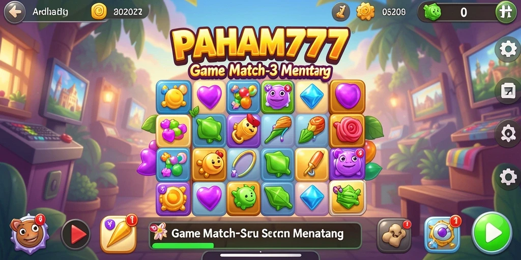 Tampilan gameplay seru dari game Match-3 PAHAM777.