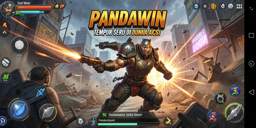 Tangkapan layar PANDAWIN menampilkan pertempuran seru di medan perang.