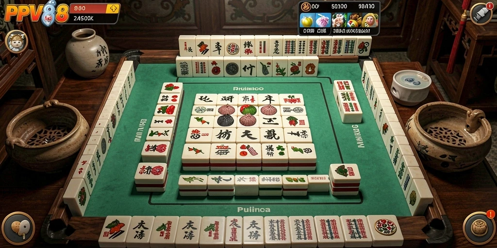 Tangkapan layar gameplay PPV88 menampilkan aksi Mahjong yang seru dan penuh tantangan.