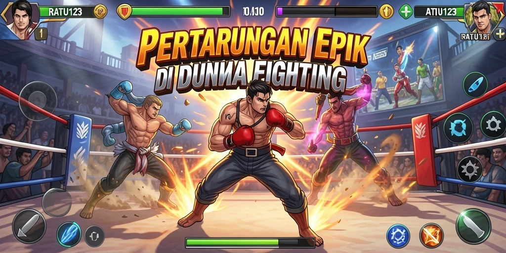 Tampilan gameplay seru dari RATU123 saat pertarungan berlangsung