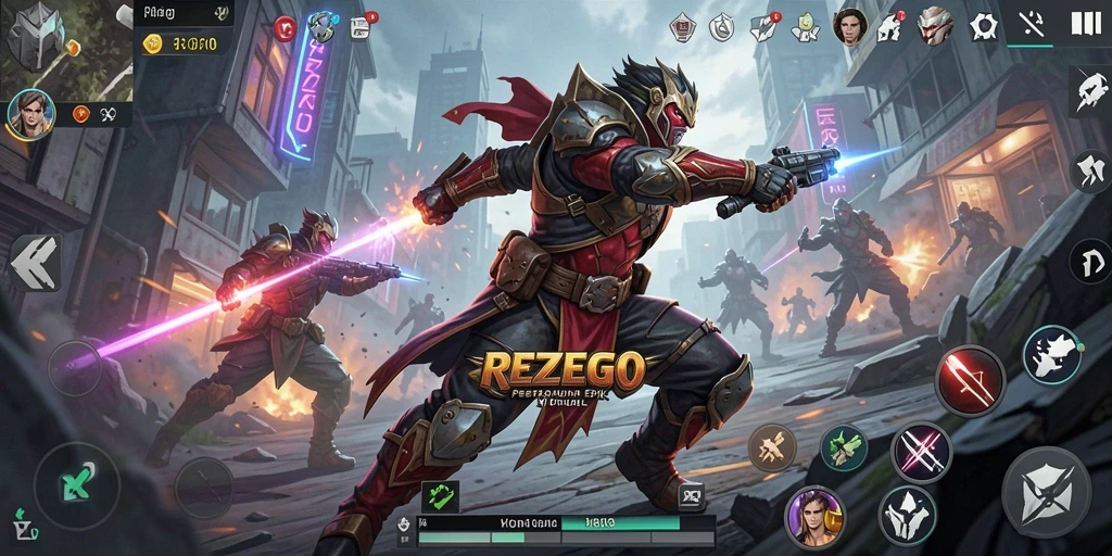 Tampilan aksi pertarungan seru dalam REZEGO.