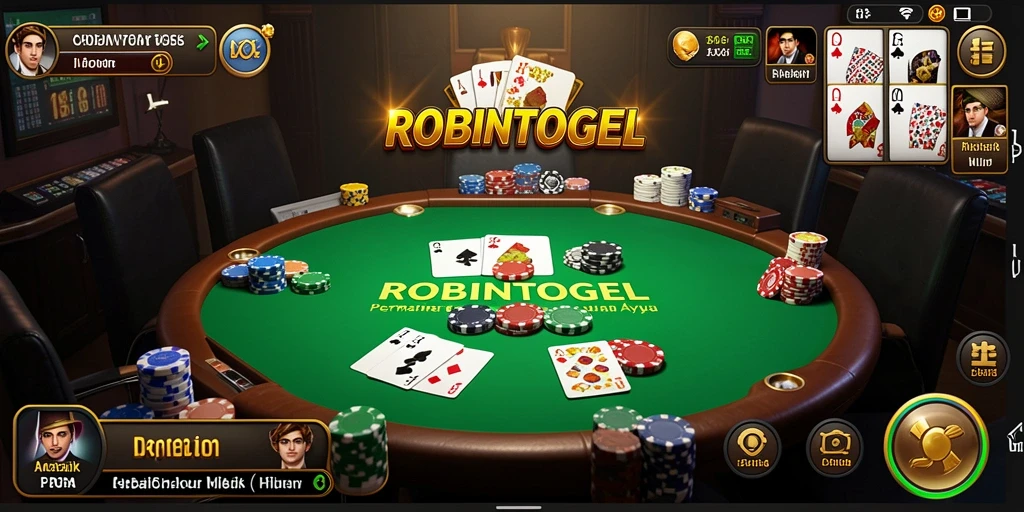Tangkapan layar gameplay ROBINTOGEL menampilkan aksi seru Poker.